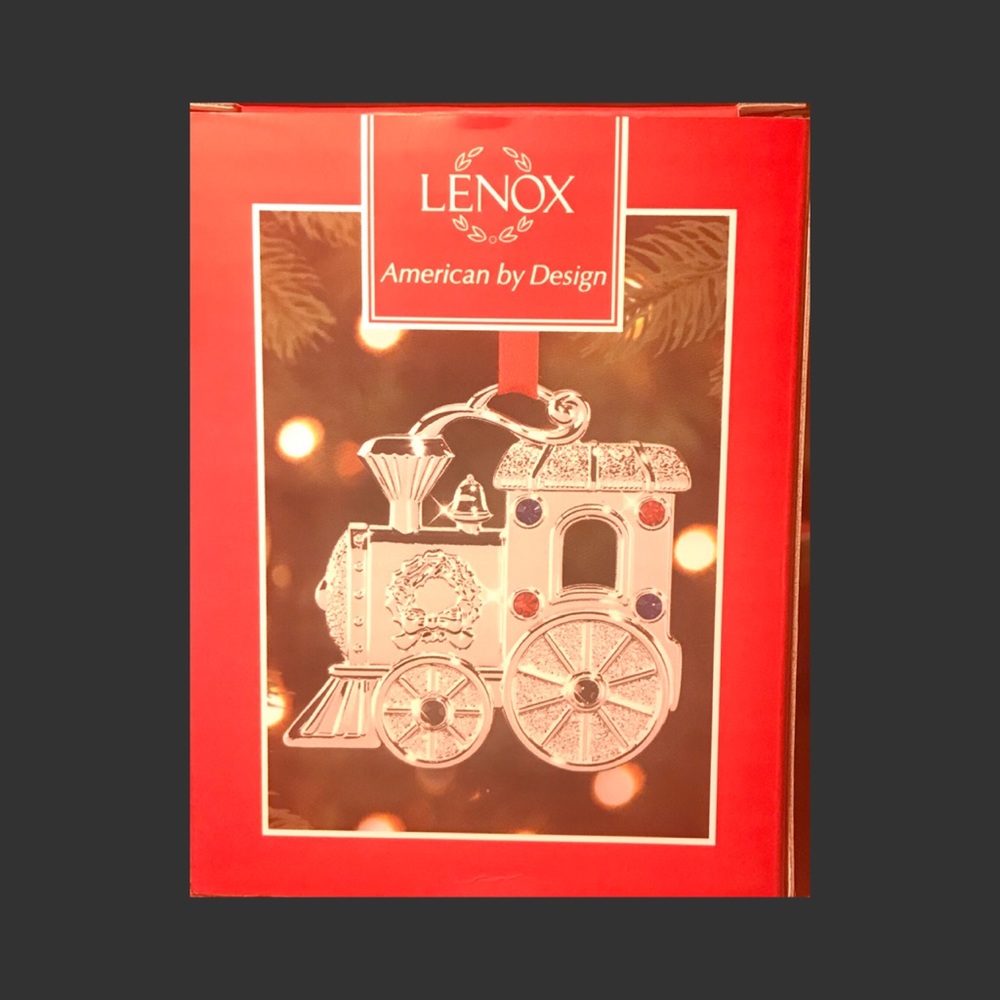 Lenox silverplate train Xmas tree ornament. NEW!